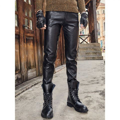 Pantalones Biker de Cuero Genuino Ajuste Slim Retro - Image 8