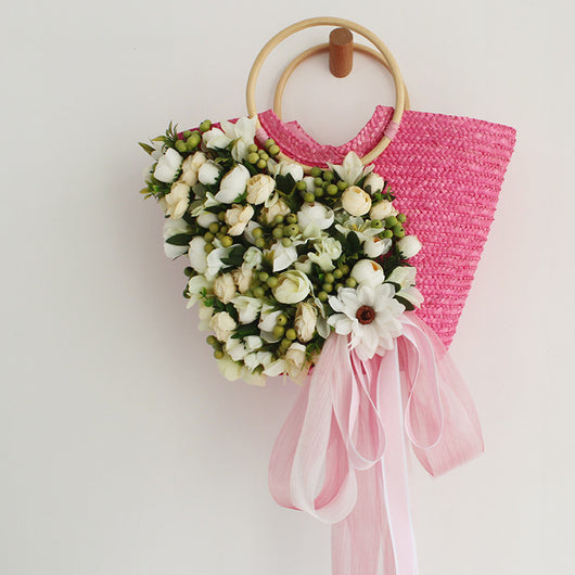 Sombrero de Paja Artesanal con Ala Ancha y Flores para Mujer - Image 17