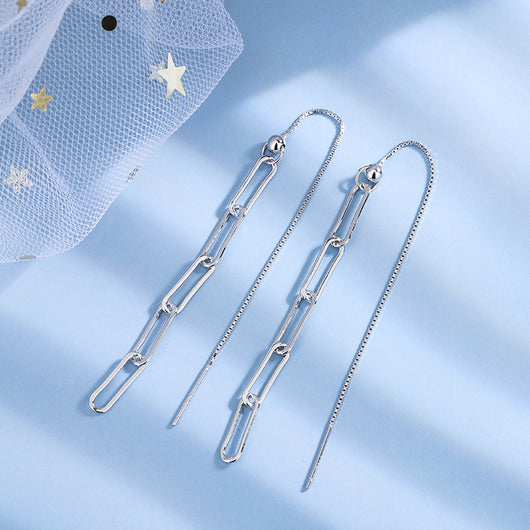 Aretes de Plata Esterlina S925 con Cadena Original - Image 6
