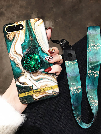 Funda Protectora para Teléfono Mármol Esmeralda con Cristales Brillantes - Image 6