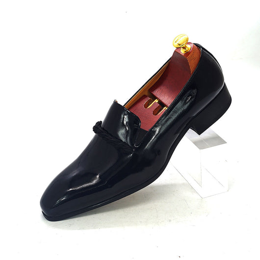Mocasines Formales de Cuero Charol Negro Punta Aguda para Hombre - Image 6