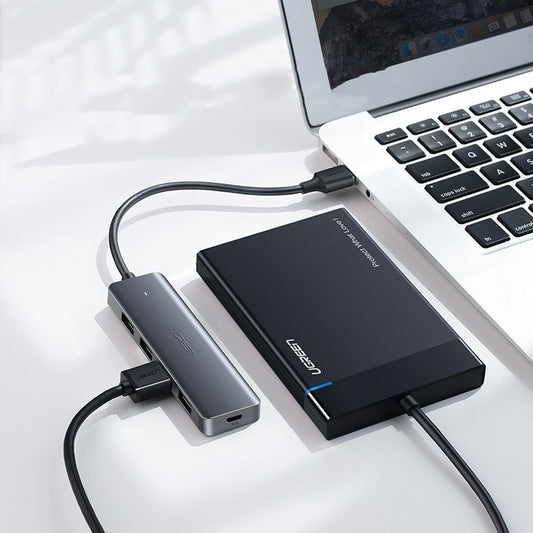 Hub Divisor USB 4 Puertos Alta Velocidad con Puerto de Alimentación