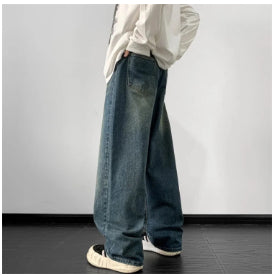 Pantalones Vaqueros Holgados Lavados Estilo Americano para Hombre - Image 6