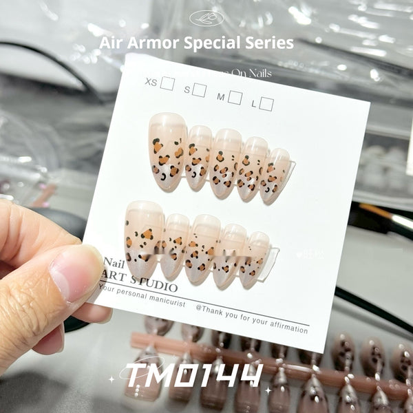 Uñas Postizas Leopardo Estilo Francés - Armadura de Temperamento