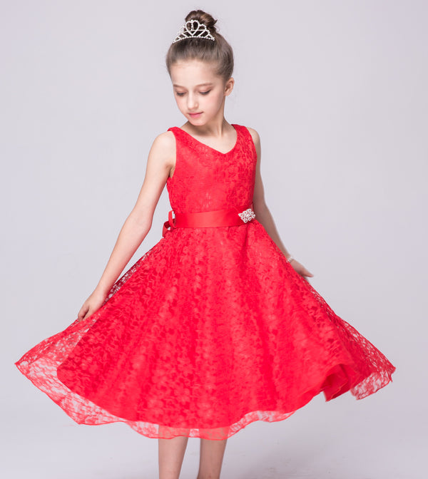 Vestido de Encaje Elegante para Niñas - Estilo Europeo y Americano