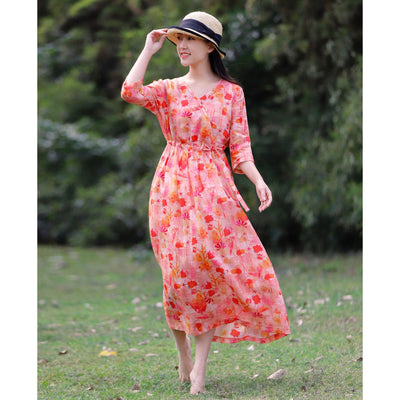 Falda Amplia de Lino y Algodón Floral - Diseño Rejuvenecedor y Estilizante - Image 3