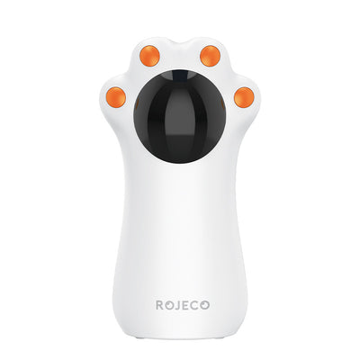 White cat's paw shaped laser toy with orange paw pads and a black laser emitter, labeled "Battery Model." - Image 5