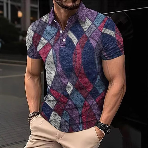 Polo Casual de Hombre con Rayas Estampadas