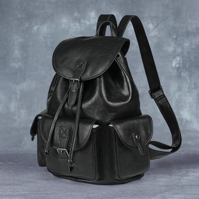 Mochila de Cuero Genuino Estilo Retro - Bolsa Casual Versátil - Image 10