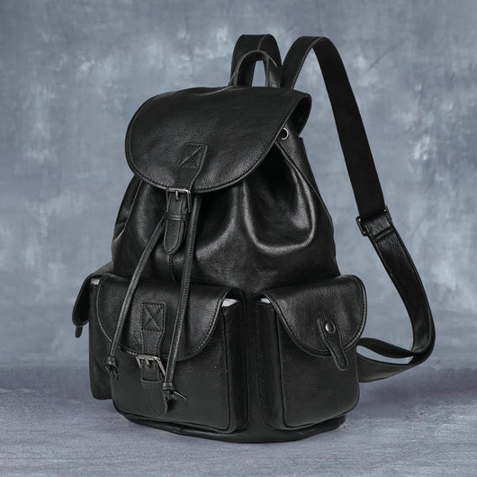Mochila de Cuero Genuino Estilo Retro - Bolsa Casual Versátil - Image 10
