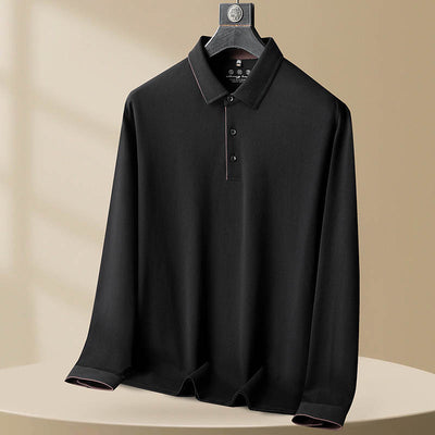 Polo Casual de Algodón Manga Larga Talla Grande para Hombre - Image 7
