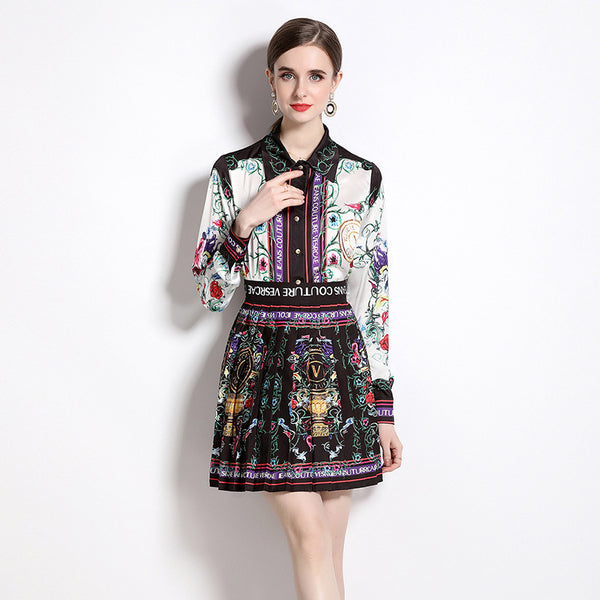 Conjunto Elegante Falda Estampada con Blusa Casual - Image 2