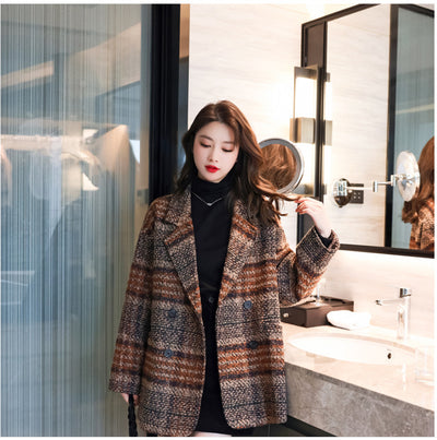 Blazer de Lana Cuadros Tweed Largo Medio - Abrigo Multiuso Moderno - Image 9