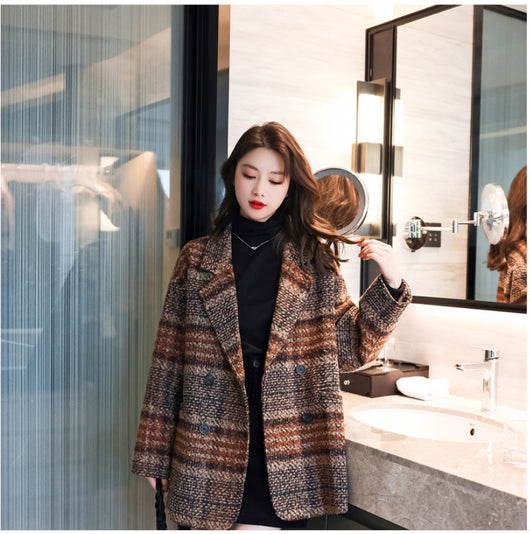 Blazer de Lana Cuadros Tweed Largo Medio - Abrigo Multiuso Moderno - Image 9