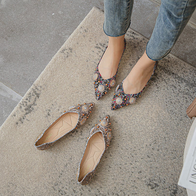Zapatos Planos Mujer con Pedrería y Remaches - Nuevo Estilo Elegante