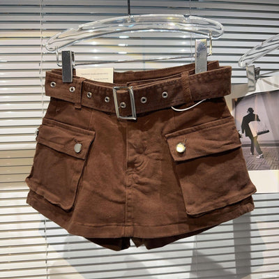 Shorts Denim Retro para Mujer con Bolsillos Grandes y Cinturón - Image 12