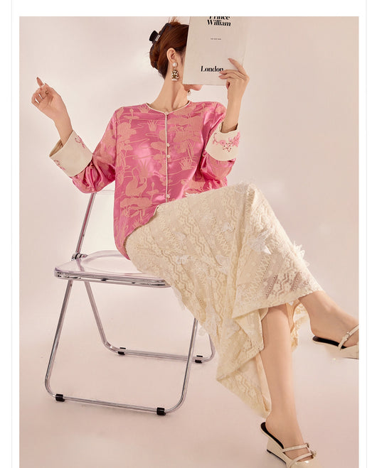 Blusa Retro Estilo Chino con Bordado de Cuentas en Seda Mulberry - Image 12