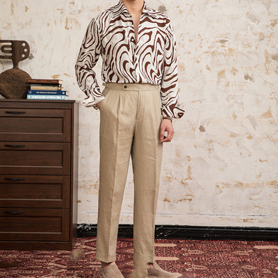 Camisa de Lino Drapeado con Moño Transpirable - Image 9