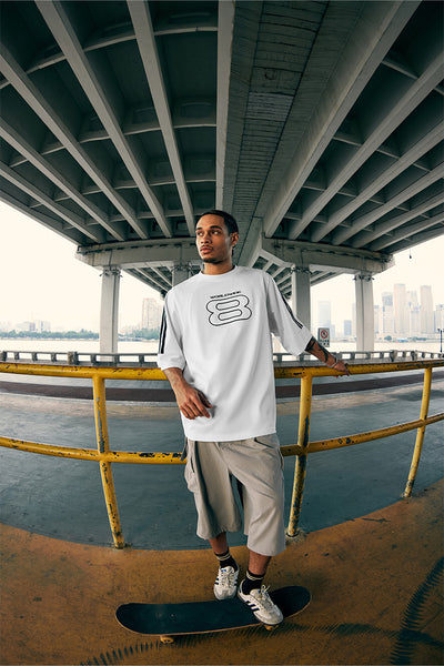 Camiseta Deportiva con Bordado Estilo Americano Oversize Manga Corta - Image 17