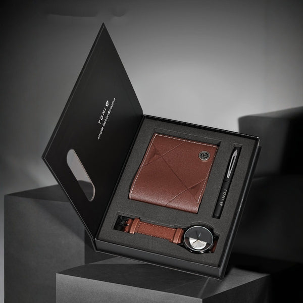 Conjunto Reloj de Cuarzo y Cartera para Hombre Ejecutivo