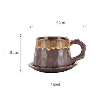 Juego de Taza y Plato de Cerámica Artesanal Estilo Japonés Retro - Image 11