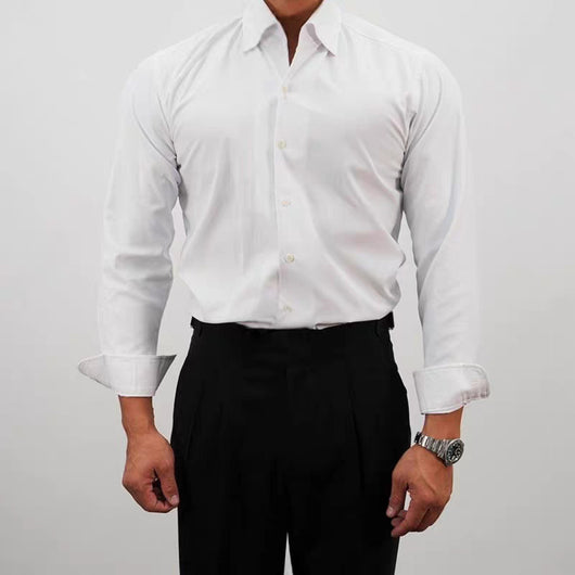 Camisa de Trabajo Clásica de Color Sólido para Hombre - Image 15