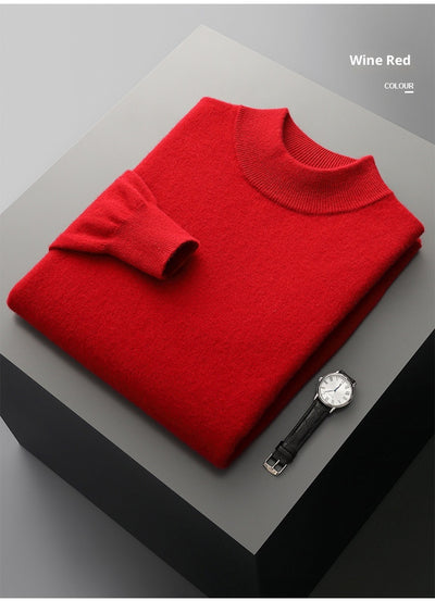 Suéter de Cuello Medio en Lana para Hombre - Pullover Ligero Otoño Invierno - Image 39