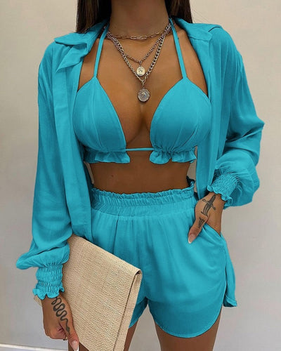 Traje de Baño de Tres Piezas Estilo Playa para Mujer - Image 15