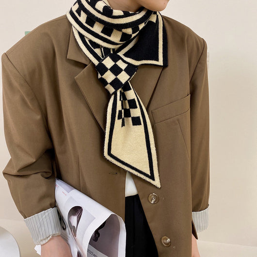Bufanda Tejida Cuadros Houndstooth Elegante y Versátil - Image 13