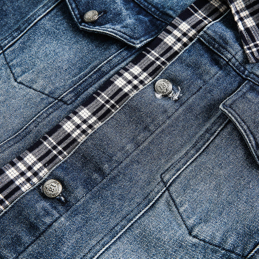 Chaqueta Denim con Costuras Irregulares y Efecto Dos Piezas - Image 3