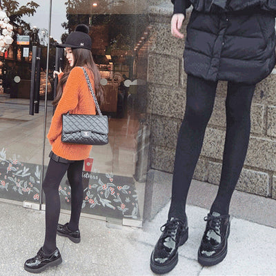 Zapatos de Cuero Charol Estilo Británico con Suela Gruesa para Mujer