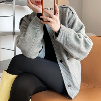 Cardigan Tejido Holgado para Mujer - Saco Suéter Abotonable - Image 3