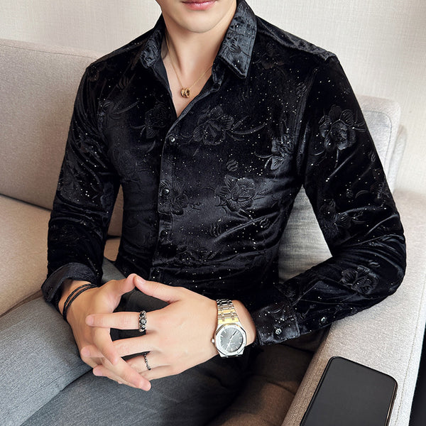 Ropa Elegante en Terciopelo Dorado para Hombre Talla Grande