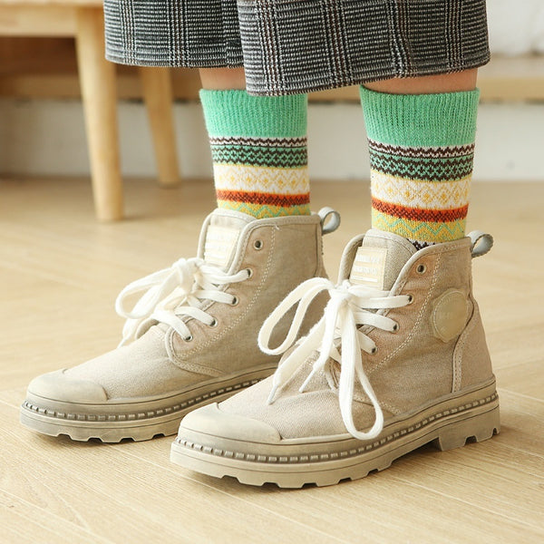Calcetines Térmicos para Mujer con Lana de Conejo y Diseño Floral