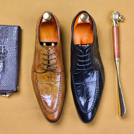 Zapatos de Cuero Casual Británico Estilo Coreano con Patrón Cocodrilo