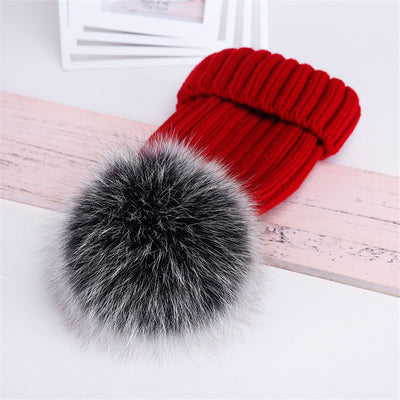 Gorro de Lana con Pompón de Piel Real de Mapache y Zorro - Image 18