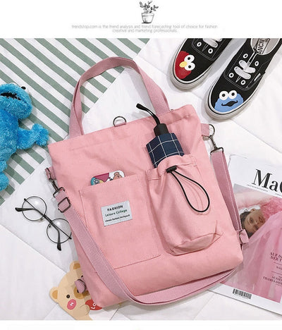 Mochila Estilo Harajuku con Bolsillos - Bolsa de Lona para Estudiantes y Mujeres - Image 41