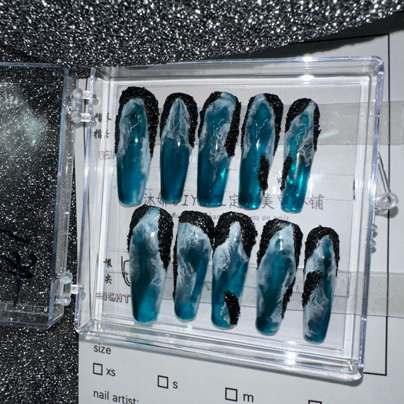 Unhas Artísticas Transparentes com Design Degradê Pintado à Mão HAILANG