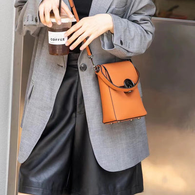 Bolso Bandolera de Cuero Genuino Estilo Coreano Multiuso