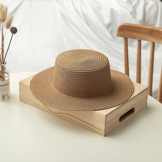 Sombrero de Paja Plano para Mujer con Protección Solar - Image 5