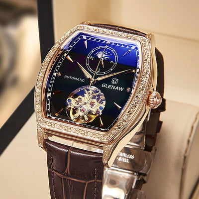 Reloj Mecánico Automático Impermeable con Esfera Luminosa de Cuero - Image 7