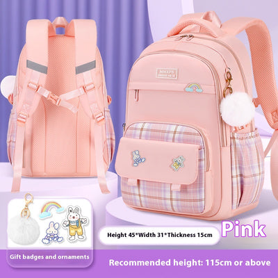 Mochila Escolar a Cuadros para Niñas de Primaria - Image 7
