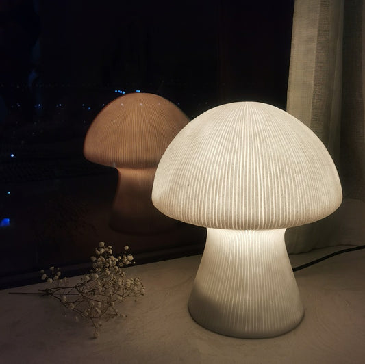 Lámpara de Mesita Nórdica Artesanal en Piedra Arenisca - Luz Nocturna de Diseño