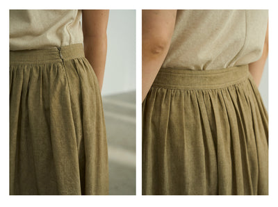 Falda Plisada Tencel Lino Efecto Desteñido con Volumen - Elegancia Moderna para Mujer - Image 27