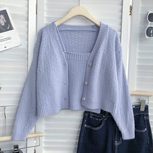 Cardigan Suelto Escote V Manga Larga Ligero con Chaleco Desmontable - Image 14
