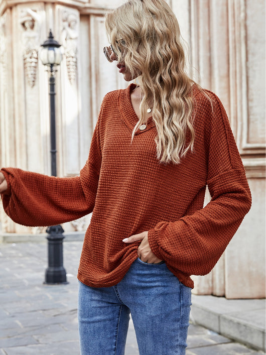 Blusa Suelta con Cuello en V y Mangas Farol - Image 12
