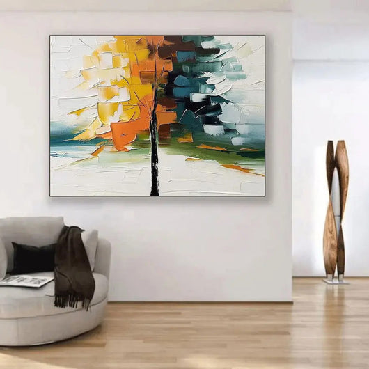 Cuadro Abstracto Moderno Óleo sobre Lienzo con Textura 3D - Flores Contemporáneas para Sala - Image 7