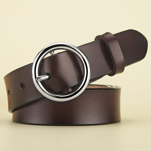 Cinturón de Cuero para Mujer con Hebilla Redonda Versátil - Image 6