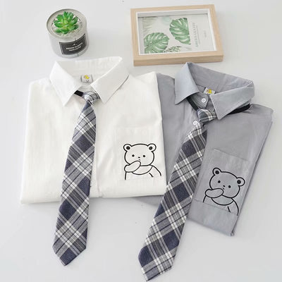Camisa Escolar Suelta Estilo Japonés con Corbata - Manga Corta Versátil - Image 8