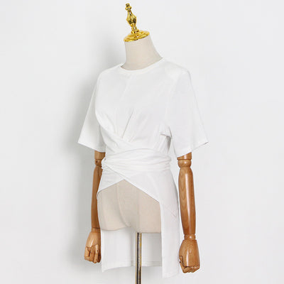 Blusa Casual de Cuello Redondo con Tirantes Irregulares - Image 13